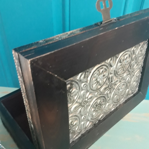 Wood and Metal Box with Hinged Lid Jewelry Wooden Trinket Box Gift for Her Him - Picture 10 of 14